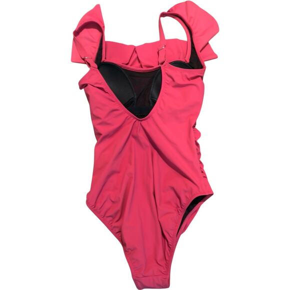 NEW Gottex Tutti Frutti Square Neck Ruffle One-Piece Swimsuit Size 8 - Picture 4 of 7